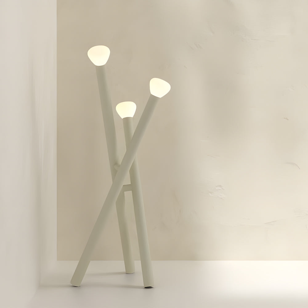 Modern 3 Light Metal Stick Standing Lamp with Glass Shades and Dimmable Switch
