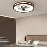 Modern 20 Inch Walnut Flush Mount Ceiling Fan with Dimmable LED Light and 6 Speed Remote