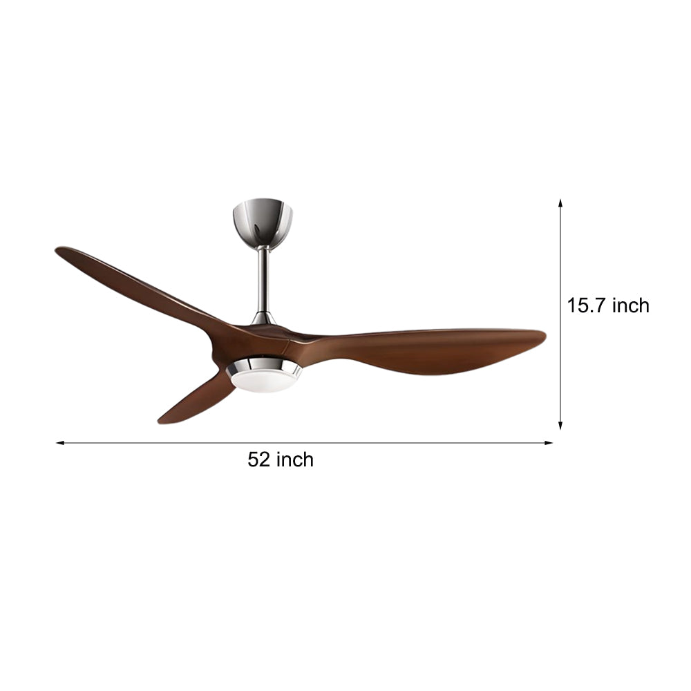 Modern 52 Inch 3 Blade LED Ceiling Fan with Remote 6 Speeds Reversible DC Motor Light