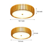 Modern Round Wooden LED Ceiling Light for Bedroom with 3 Step Color Dimming