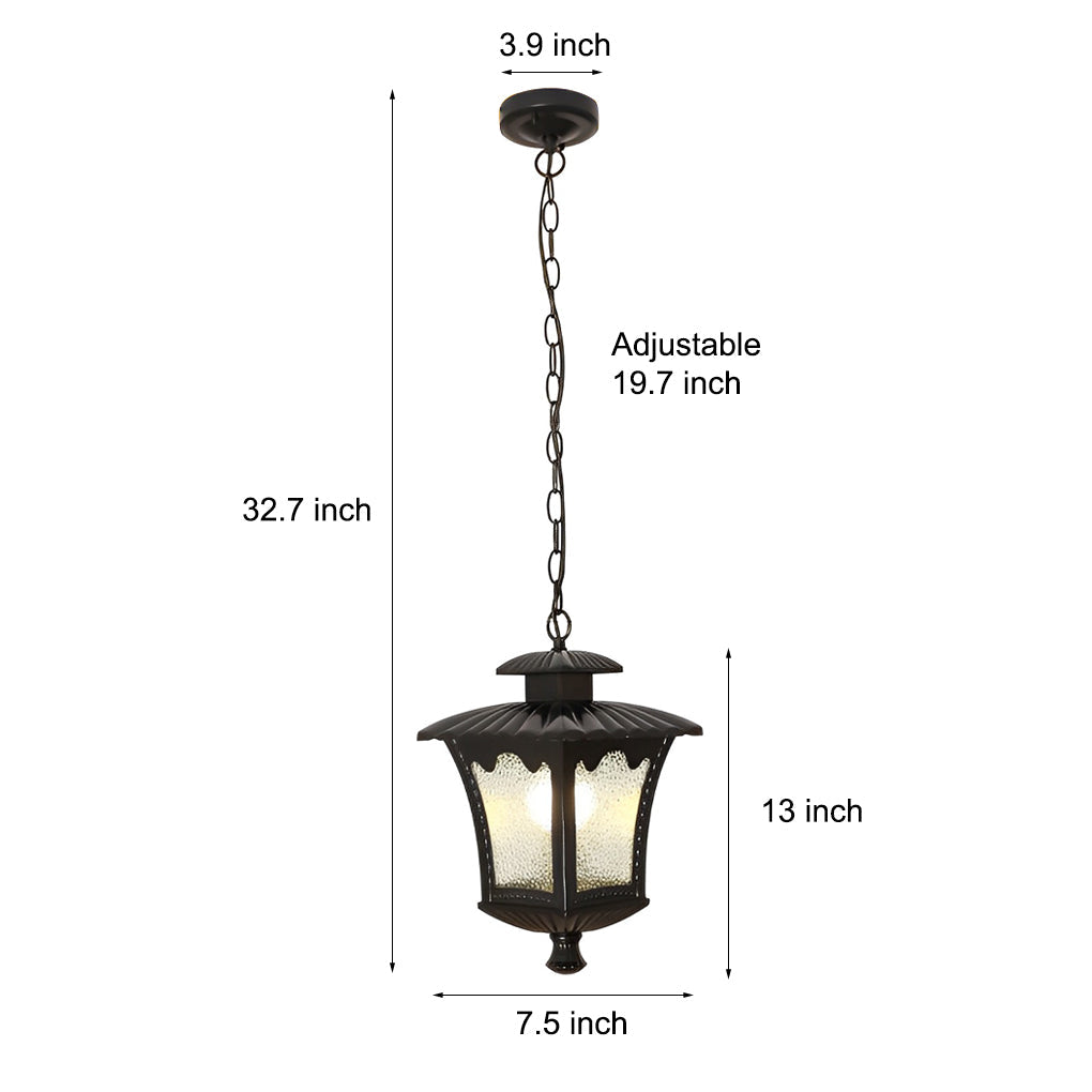 Retro Outdoor Waterproof Chandelier with Water Drop Glass Shade Elegant Hanging Light for Patio