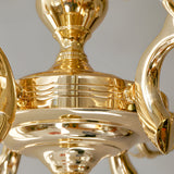 9 Light Italian Style Brass Chandelier with Murano Glass Leaves Mid Century Pendant Lighting
