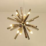 9 Light LED Modern Metal Pendant Light Fixture for Kitchen Island and Dining Areas in Gold and Gray