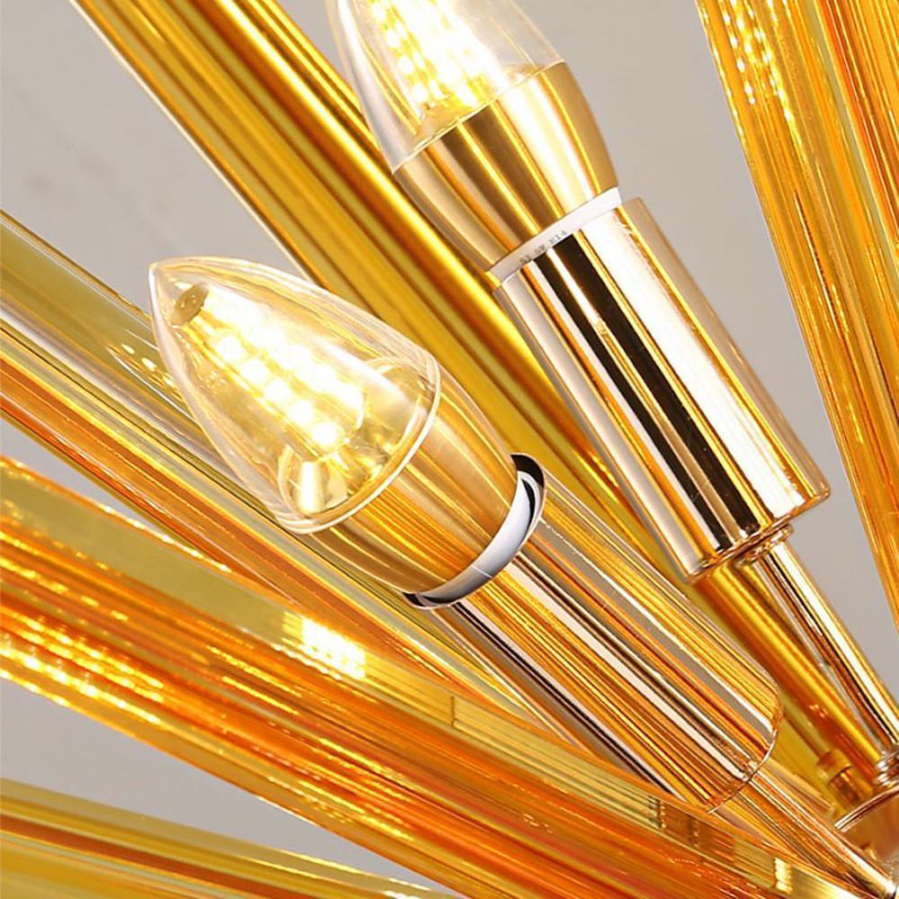9 Light LED Modern Metal Pendant Light Fixture for Kitchen Island and Dining Areas in Gold and Gray