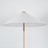 Mid Century Modern Rattan Stem Floor Lamp with Elegant Fabric Shade for Indoor Living Spaces