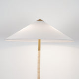 Mid Century Modern Rattan Stem Floor Lamp with Elegant Fabric Shade for Indoor Living Spaces