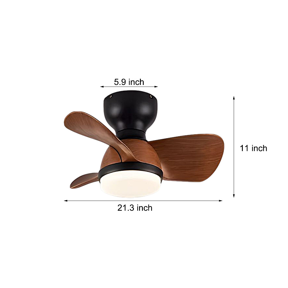 Modern Low Profile Flush Mount Ceiling Fan with LED Light and Remote Control for Small Rooms