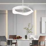 Modern White LED Ceiling Fan with Remote Control and Stepless Dimmable Lighting