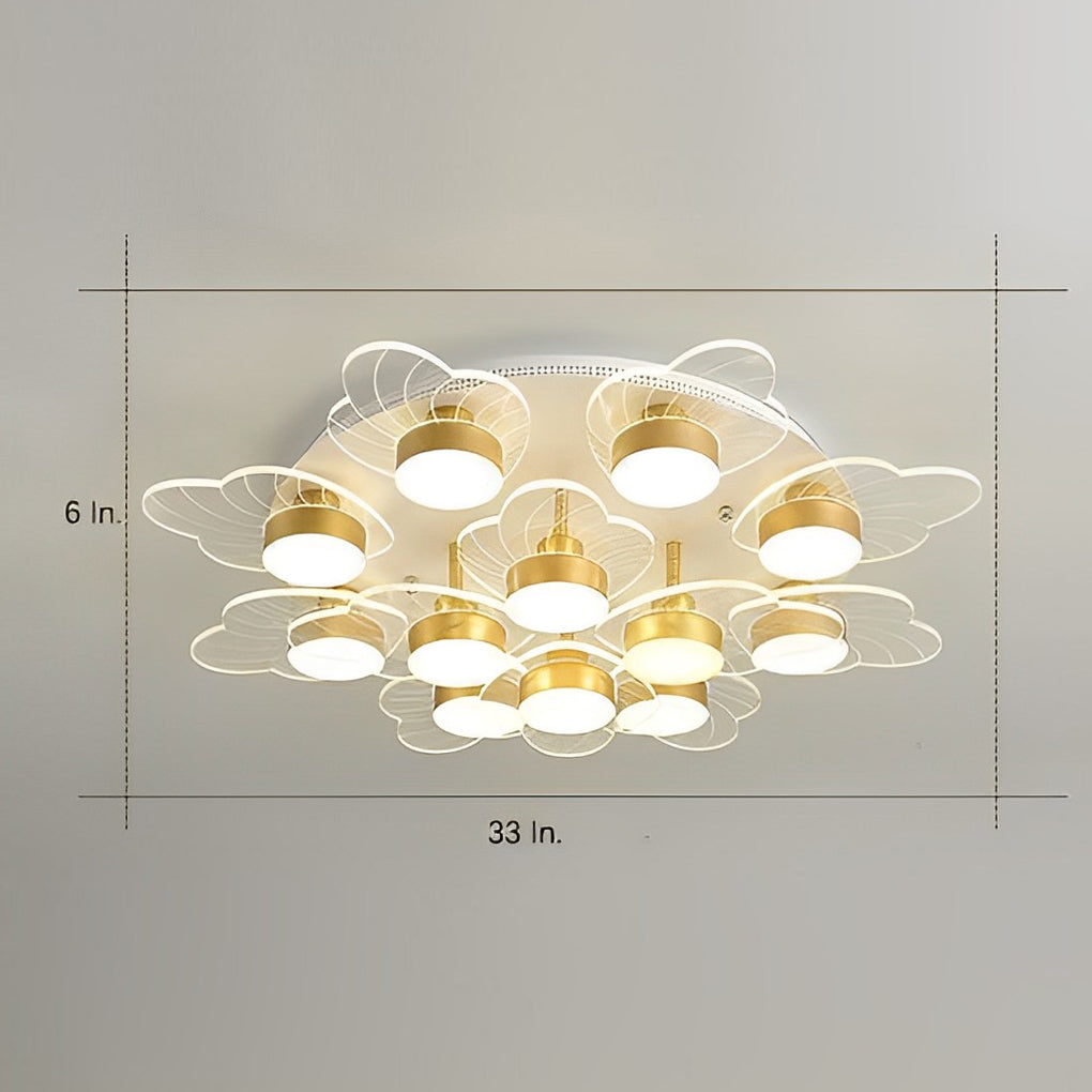 Modern Gold Flower Petal LED Ceiling Light Nordic Flush Mount Fixture for Bedroom and Living Room