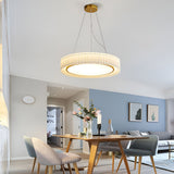 Nordic Style Pleated Fabric LED Chandelier Modern Gold Flush Mount Ceiling Light for Bedroom