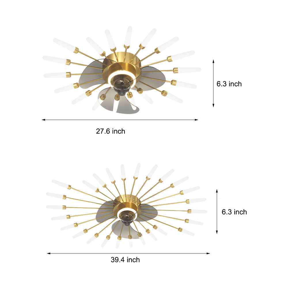 Modern Flower Petal Nordic Ceiling Fan with LED Light and Three Step Dimming for Bedrooms and Living Spaces