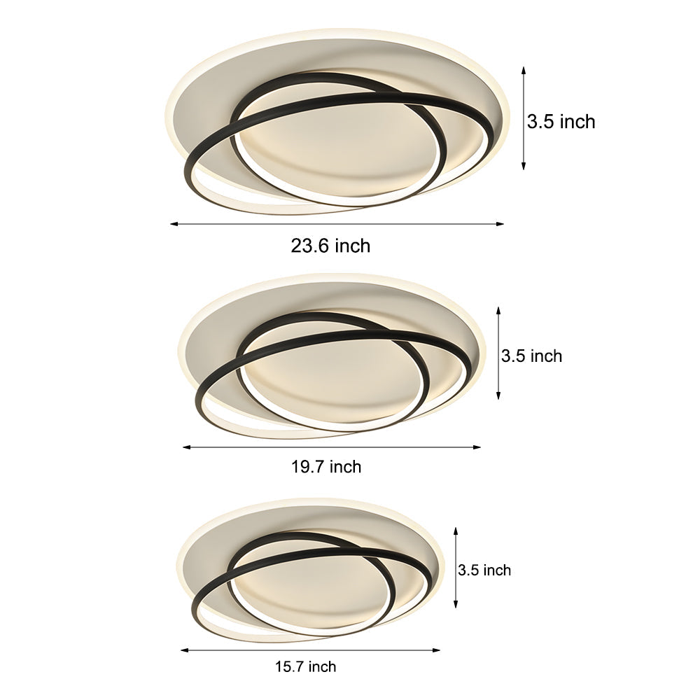 Modern Circular Ring LED Ceiling Light Nordic Style Flush Mount with 3 Step Color Dimming
