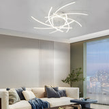 Modern Minimalist Line Design LED Ceiling Light Dimmable Flush Mount Lamp with Remote Control