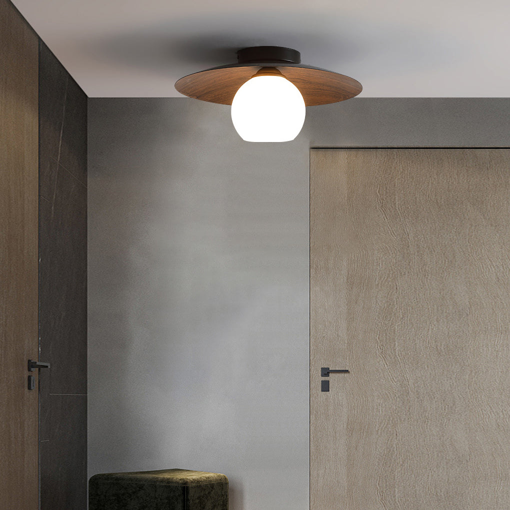 Modern Nordic Bowl Shaped LED Ceiling Light Minimalist Flush Mount Lighting for Aisle and Bedroom