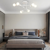 Modern 6 Light Sputnik Semi Flush Mount Ceiling Fixture with Rotatable Iron Arms 22 Inch