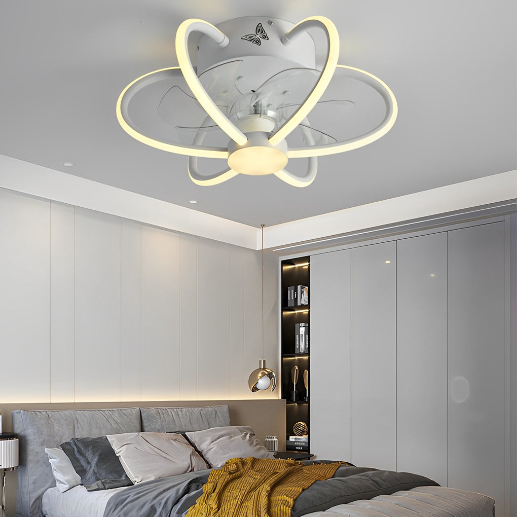 Creative Flower Shaped Bladeless Ceiling Fan with Dimmable LED Light and Remote Control