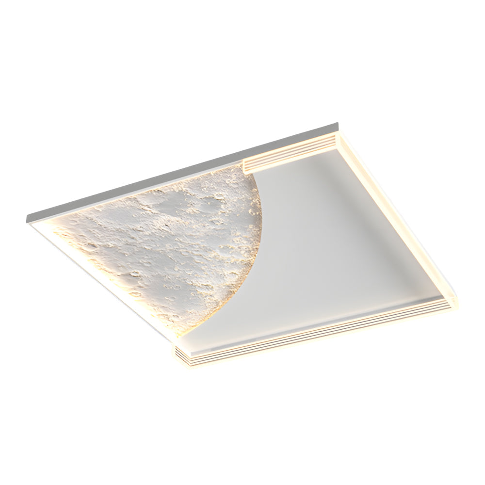 Modern Moon Texture LED Ceiling Light 3 Step Dimming Geometric Flush Mount Lamp