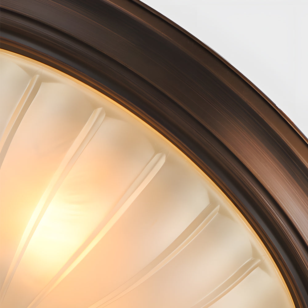 American Vintage Semi Flush Mount Ceiling Light with Round Glass Shade and Iron Frame for Bedroom
