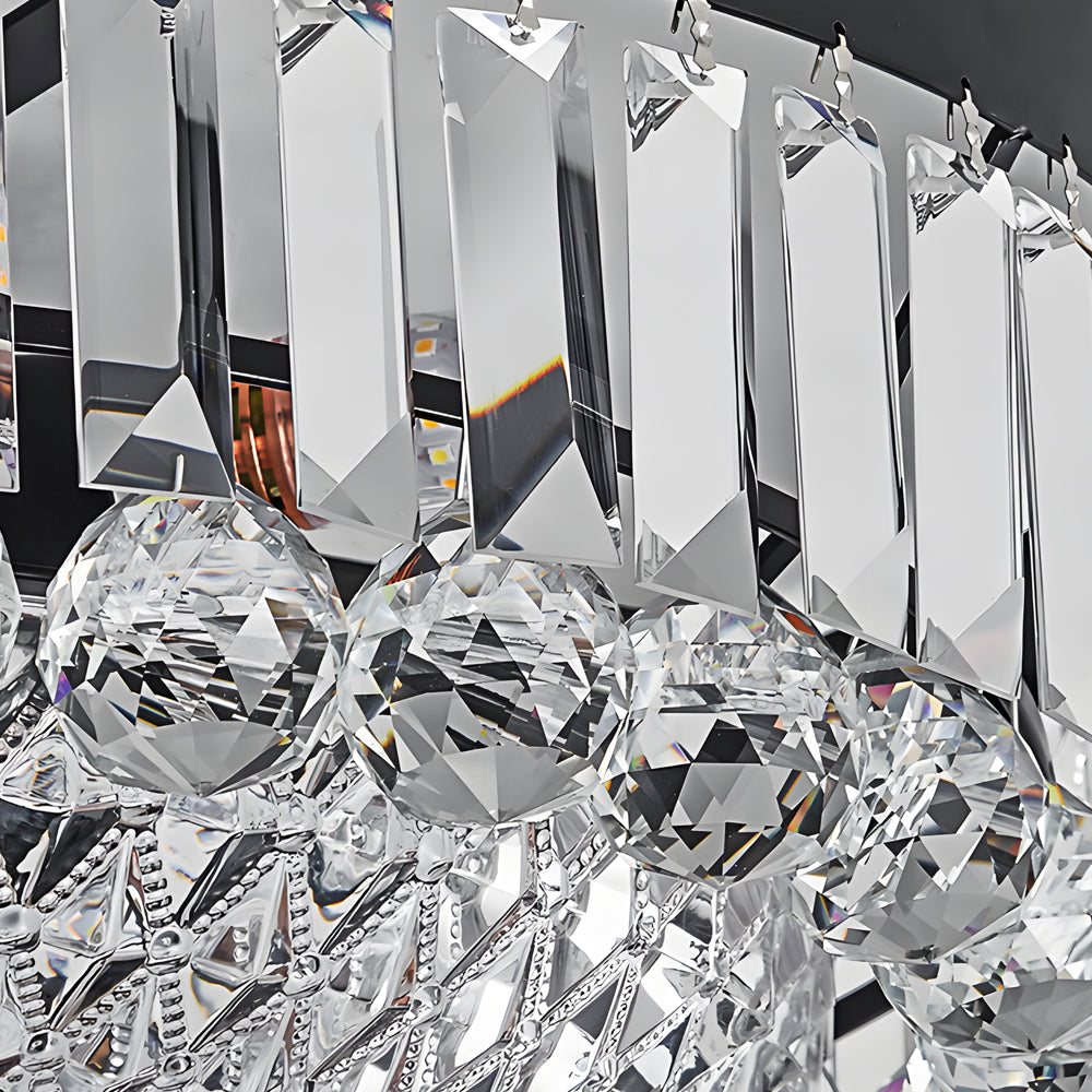 Modern Round Crystal LED Ceiling Light Luxury American Style Flush Mount Lamp with Dimming