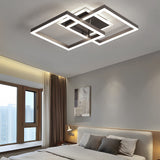 Geometric Brown LED Square Ceiling Light Semi Flush Mount Modern Aluminum Fixture