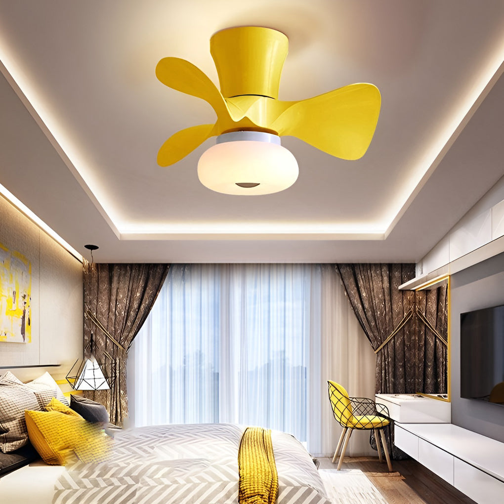 Nordic Style Macaron Color LED Ceiling Fan with Inverter Motor and Remote Control Dimming