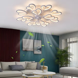 Modern Nordic Flower Shaped LED Ceiling Fan with Three Step Dimming and Timed Shutdown