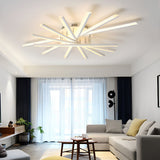 Modern Nordic Creative Strip LED Ceiling Light White Dimmable Flush Mount Chandelier