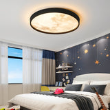 Circular Moon Inspired LED Ceiling Light Modern Flush Mount with Adjustable Color