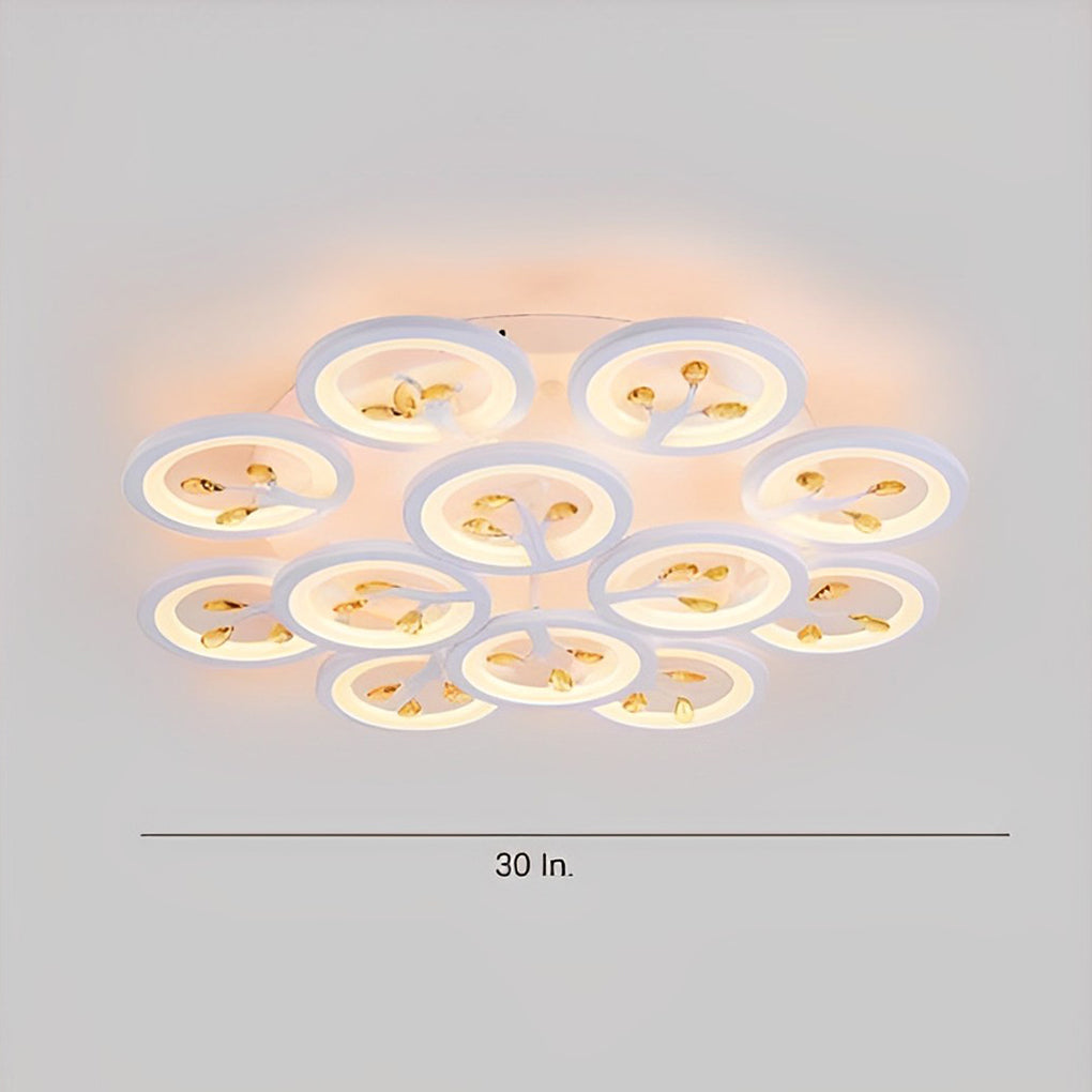 Modern White Flower LED Ceiling Light Dimmable Flush Mount Nordic Bedroom Fixture