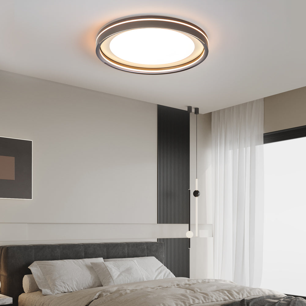 Modern Layered Ring Flush Mount LED Ceiling Light with 3 Color Temperature Dimming