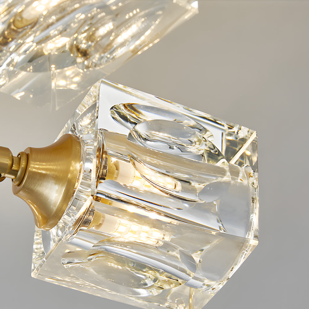 Modern Copper Crystal Ceiling Light Fixture with 180 Degree Adjustable Multi Light Shades
