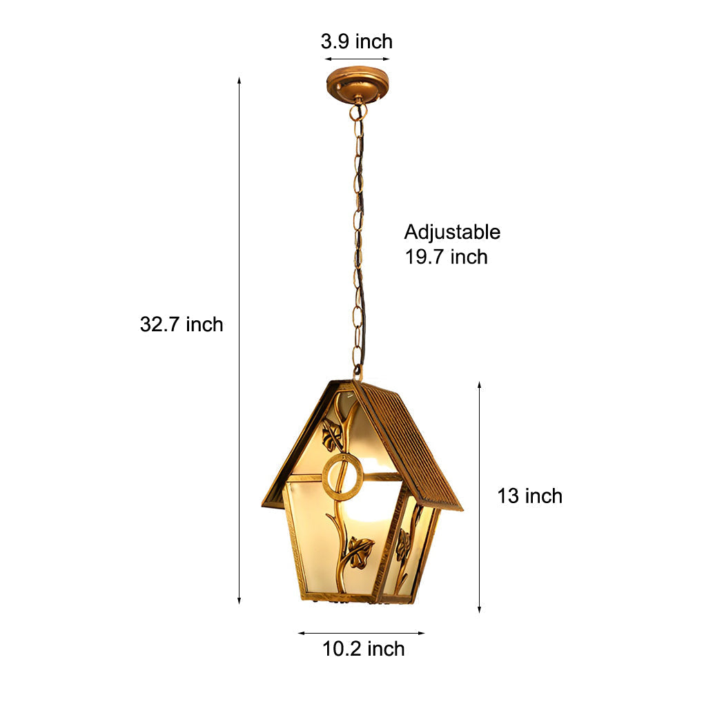 Bronze Outdoor Chandelier Waterproof Glass Pendant Light for Cabin Porch and Garden Illumination
