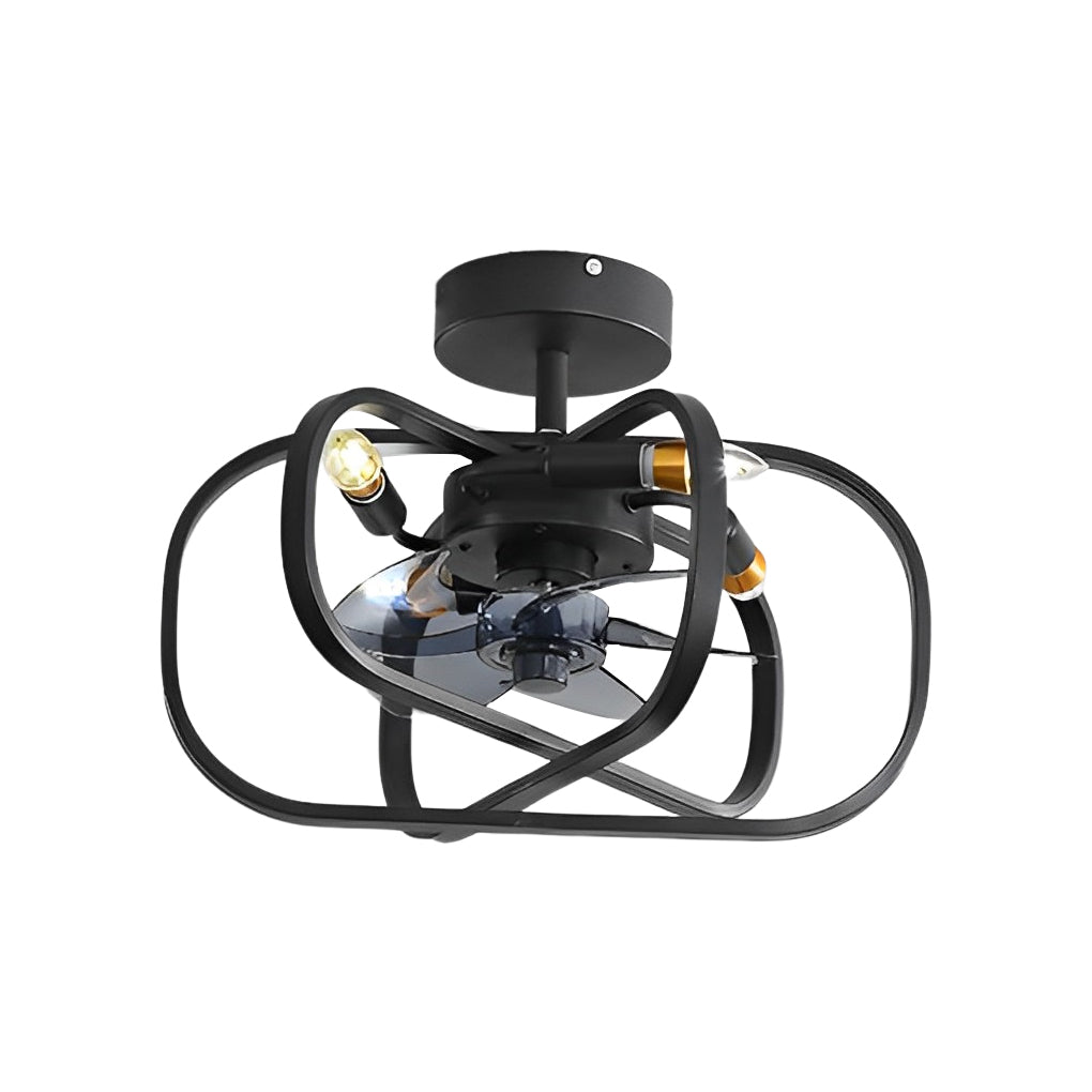 Retro Bladeless Ceiling Fan with 3 Color Dimmable LED Light and Remote Control