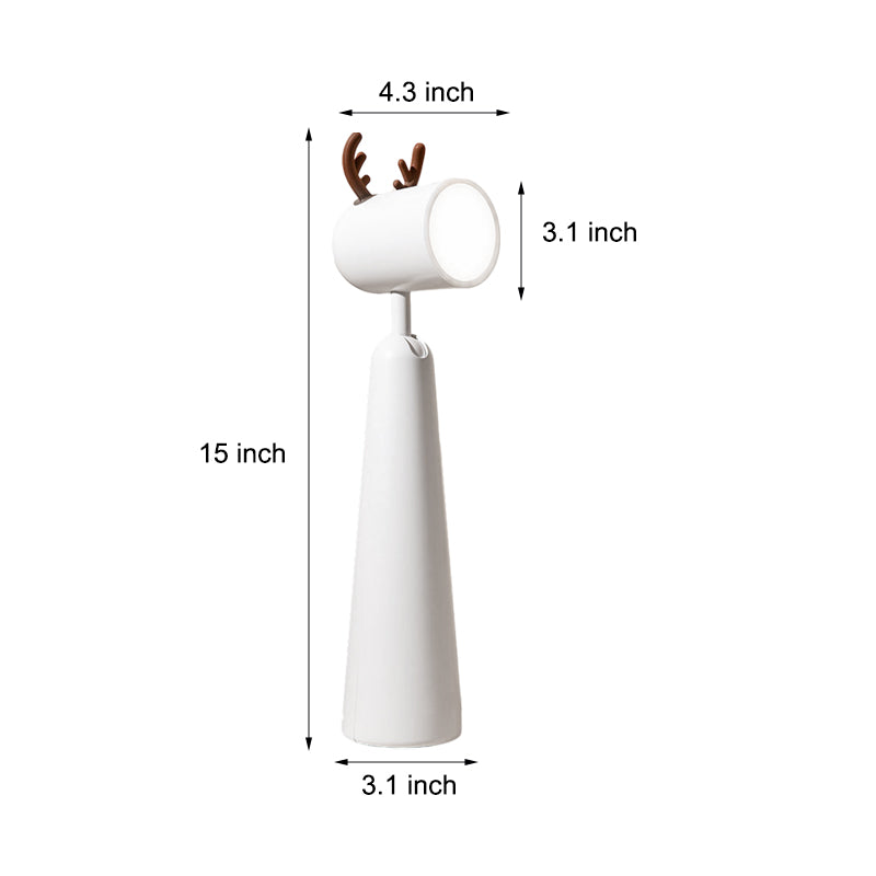 Modern White Antler LED Desk Lamp with USB Rechargeable Battery and Warm Night Light