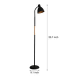 59 Inch Nordic Arc LED Floor Lamp with Wood Accents for Bedroom and Office Task Lighting