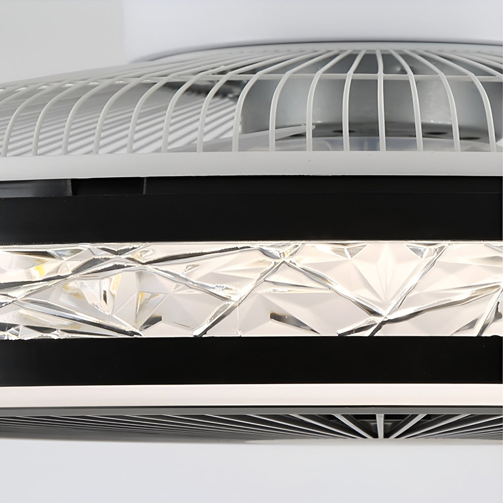 Modern Flush Mount Bladeless Ceiling Fan with Dimmable LED Light and Remote Control