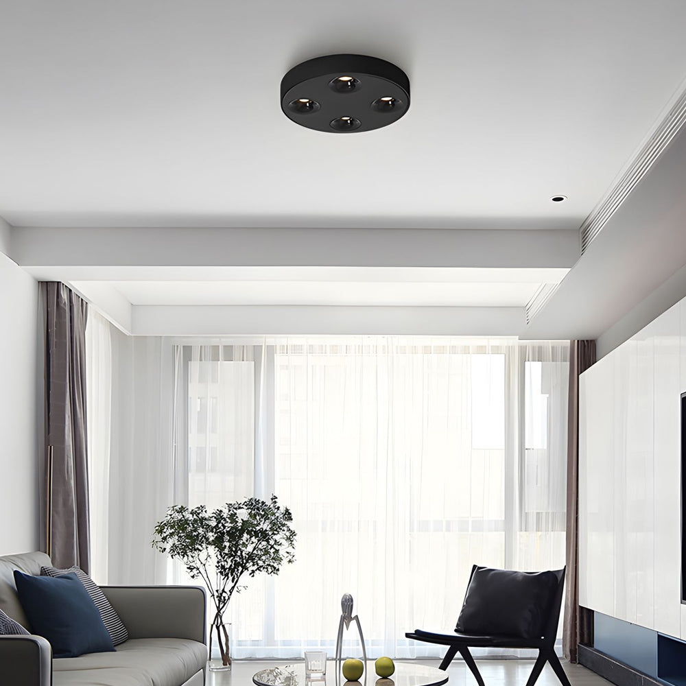 Modern 9.1 Inch Round LED Flush Mount Ceiling Light 4 Light Ultra Thin Low Profile Aluminum Fixture