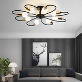 Modern Flower Shaped Iron Ceiling Light Nordic Style Flush Mount Fixture for Bedroom