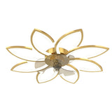Modern Flower Flush Mount LED Ceiling Fan Smart Dimmable Low Profile Lighting for Bedroom