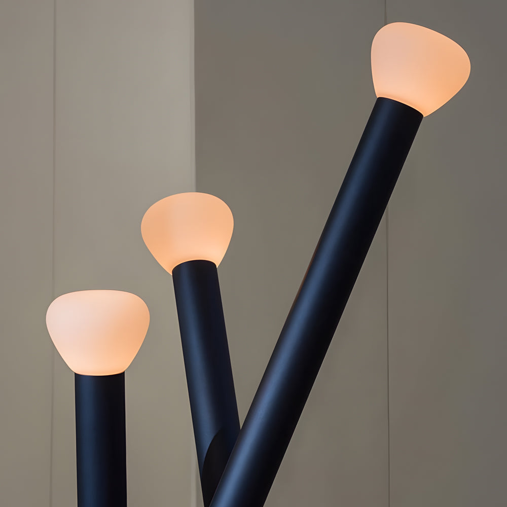 Modern 3 Light Metal Stick Standing Lamp with Glass Shades and Dimmable Switch