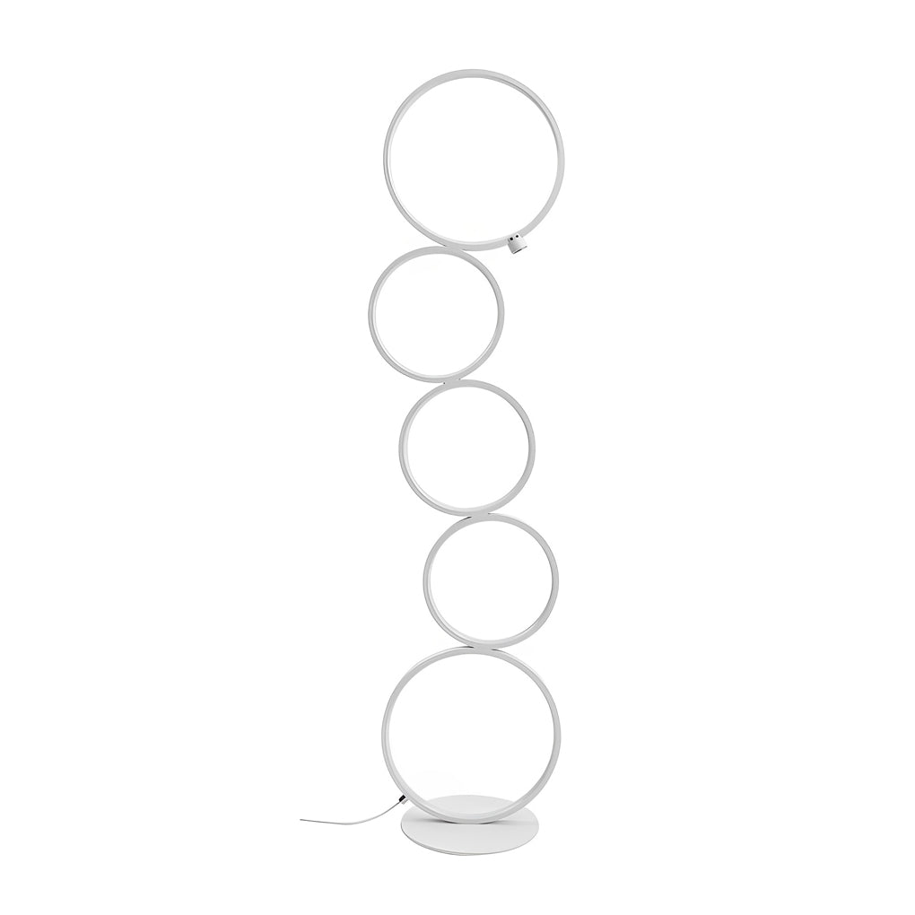 Contemporary 5 Ring LED Stacked Floor Standing Lamp with Dimmable Touch Control for Modern Interiors