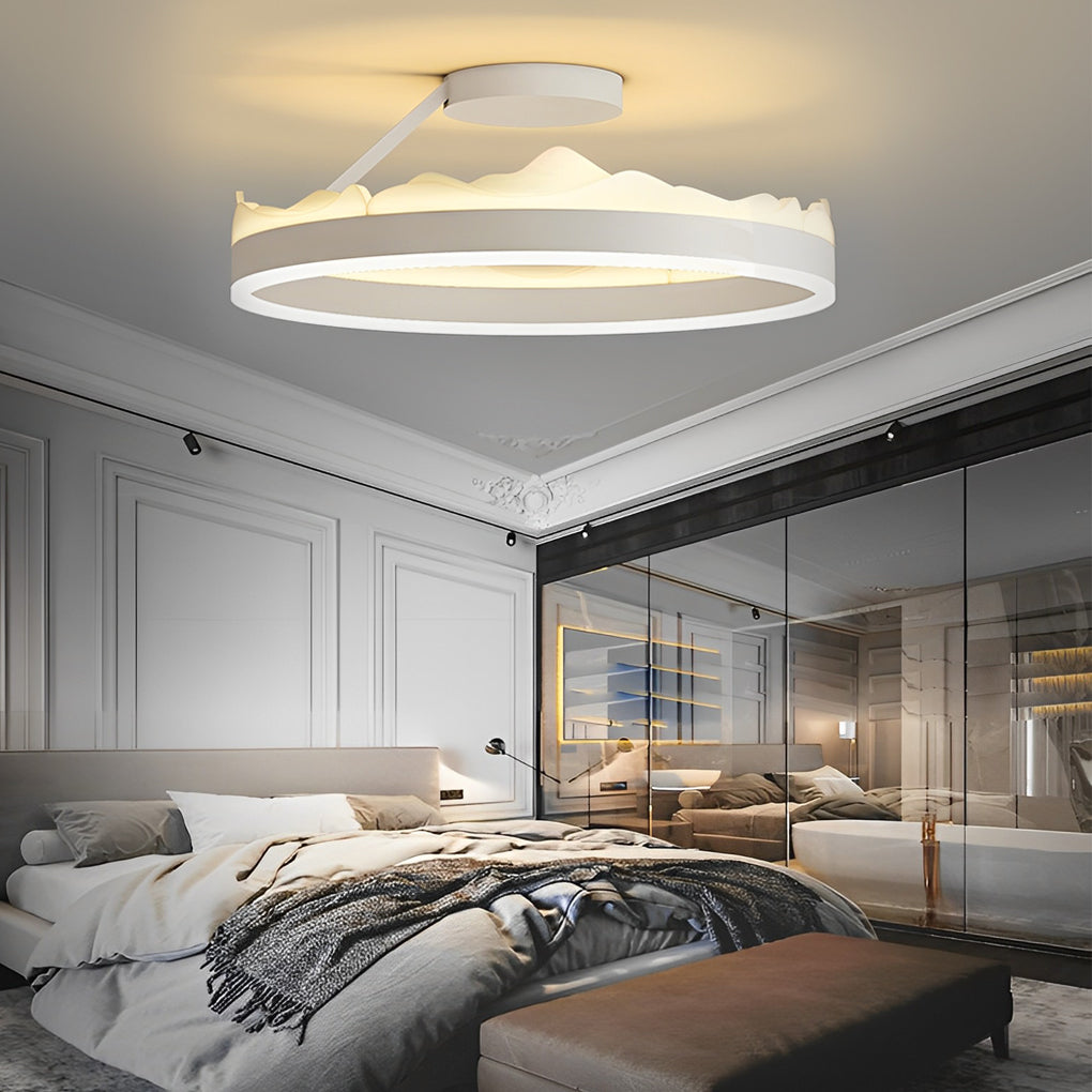 Modern Round Dimmable LED Ceiling Light White Nordic Flush Mount Fixture for Living Room