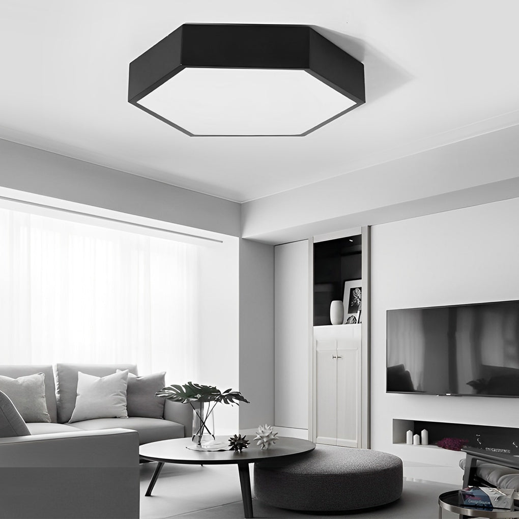 Modern Hexagonal LED Flush Mount Ceiling Light for Bedroom and Living Room