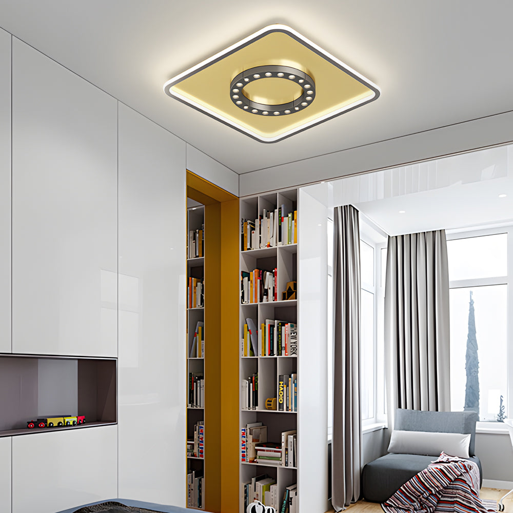 Modern LED Flush Mount Ceiling Light with 3 Step Dimming Anti Glare Square and Round Designs