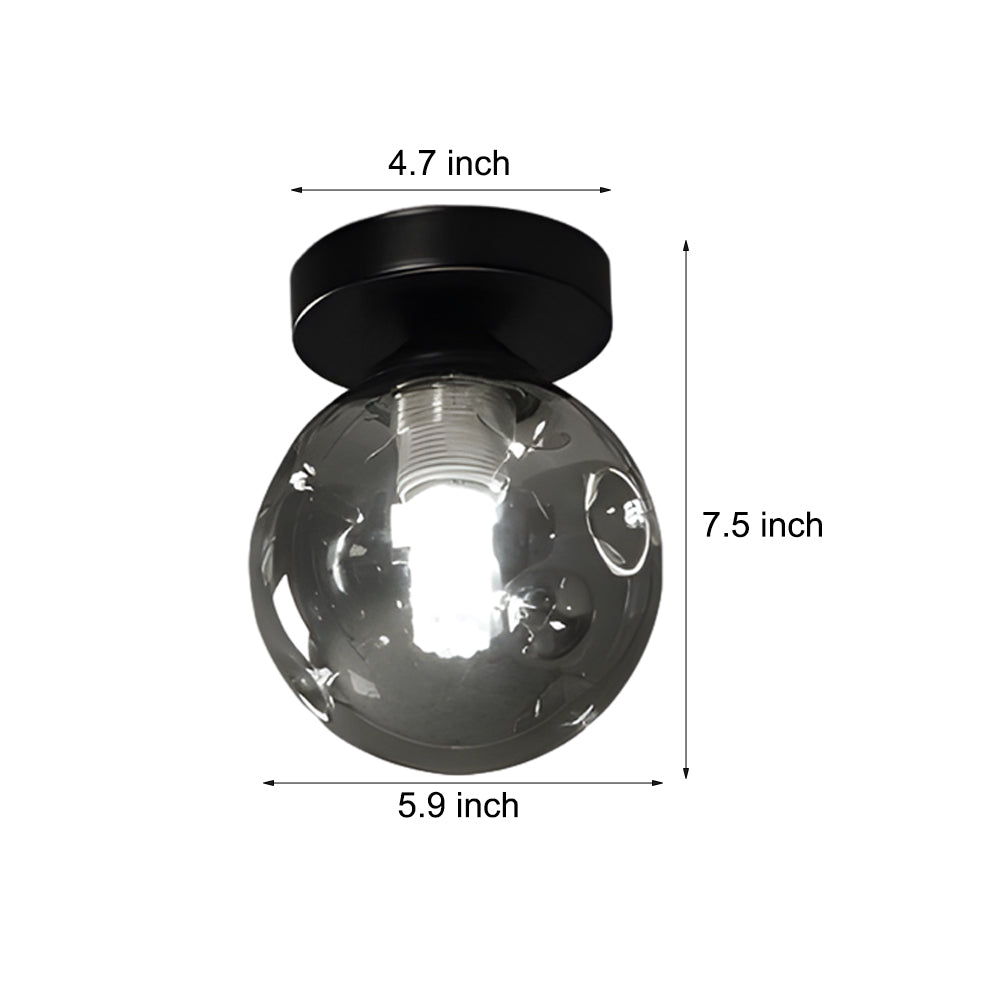 Modern Nordic Amber Glass Semi Flush Mount Ceiling Light for Corridor and Hallway