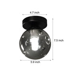 Modern Nordic Amber Glass Semi Flush Mount Ceiling Light for Corridor and Hallway