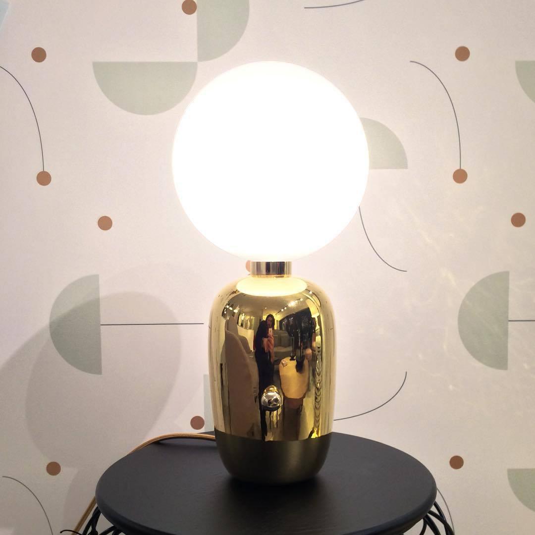 Modern Glass Globe Table Lamp with Polished Metal Frame for Modern Ambient Lighting