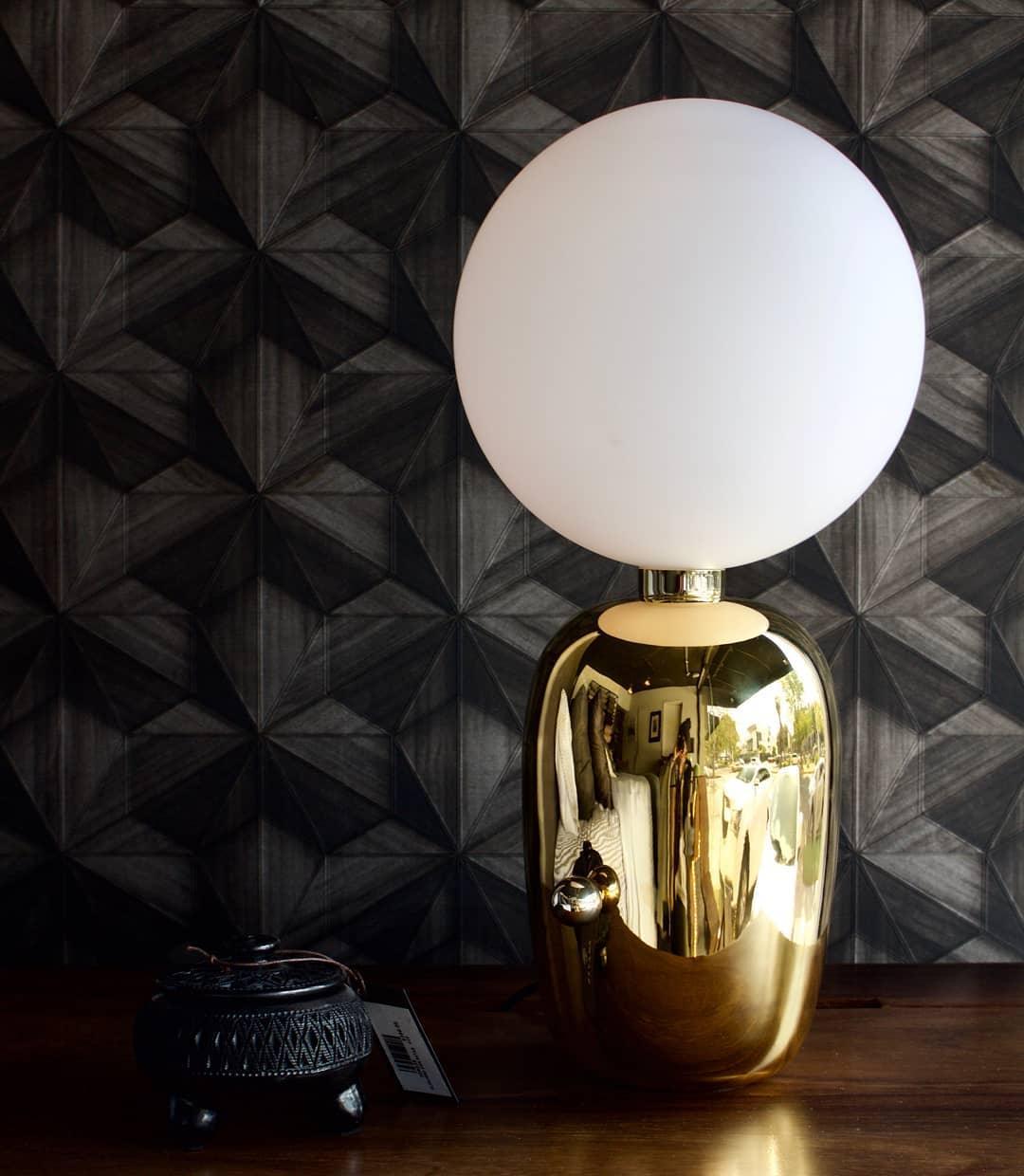 Modern Glass Globe Table Lamp with Polished Metal Frame for Modern Ambient Lighting