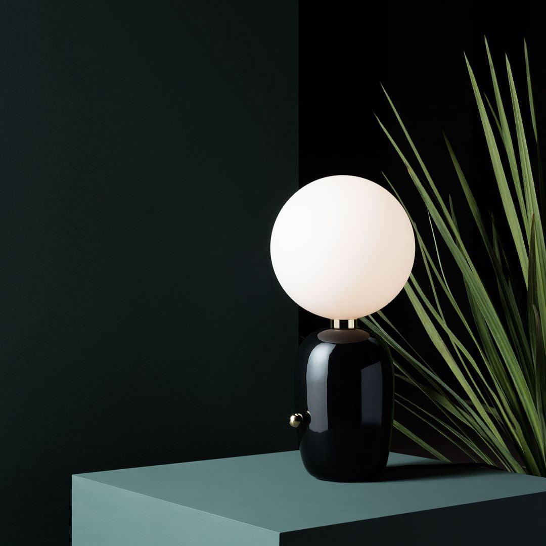 Modern Glass Globe Table Lamp with Polished Metal Frame for Modern Ambient Lighting