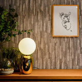 Modern Glass Globe Table Lamp with Polished Metal Frame for Modern Ambient Lighting